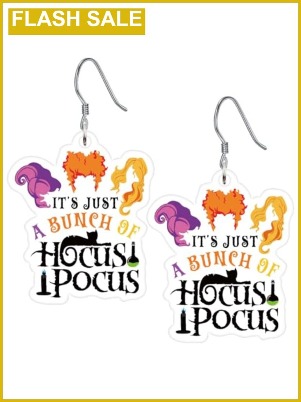 Halloween Witch Dangle Earrings Acrylic Stainless Steel Costume Party